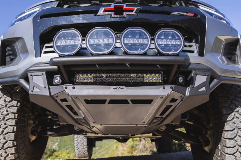 Chevrolet Colorado ZR2 Front Bumper - DV8 Offroad - Tube with Skid Plates - Micro-Texture Black with Gray Accents - `23-`26